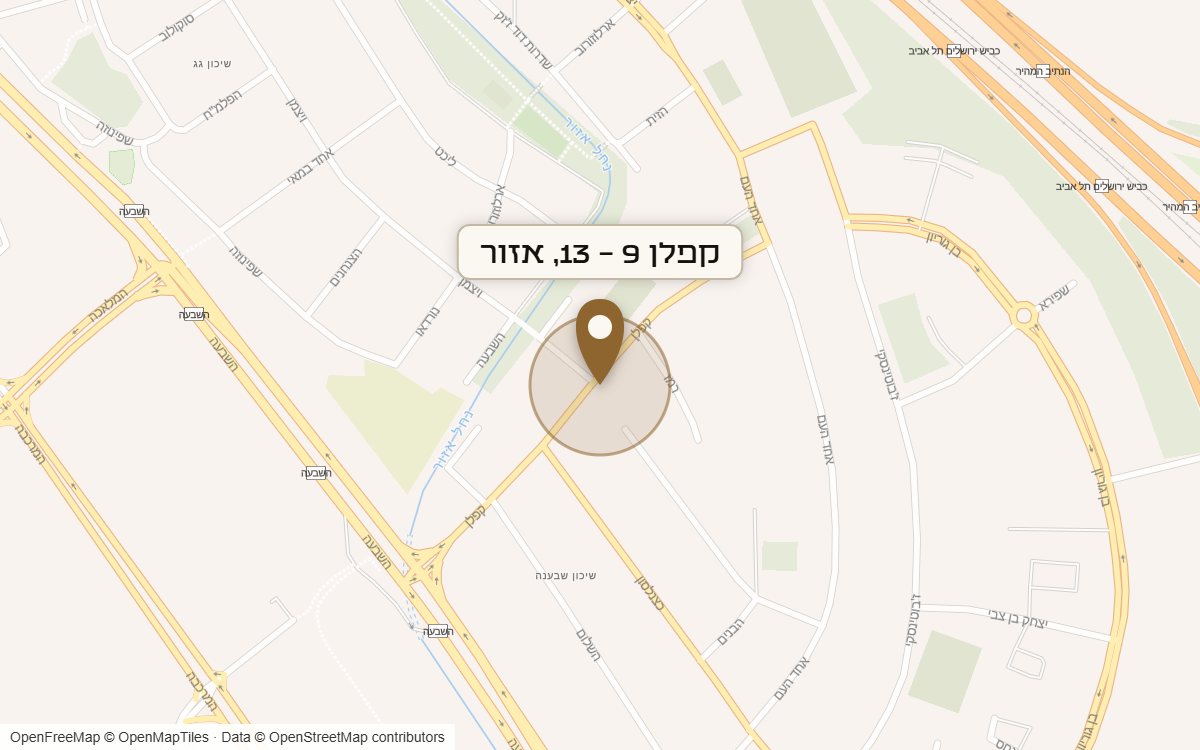 מפת מיקום של מתחם קפלן 9 - 13, אזור