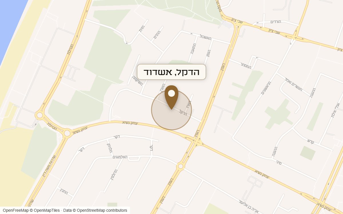 מפת מיקום של מתחם הדקל, אשדוד
