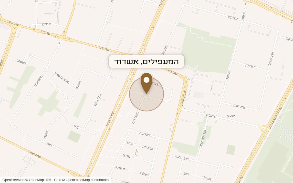 מפת מיקום של מתחם המעפילים, אשדוד