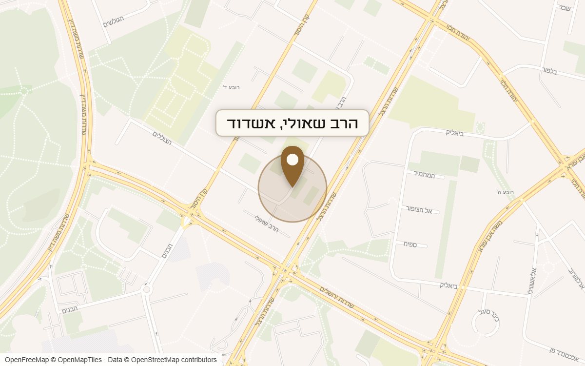 מפת מיקום של מתחם הרב שאולי, אשדוד