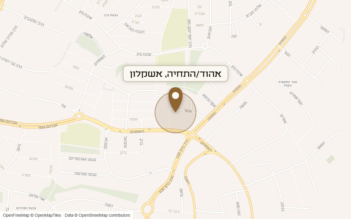 מפת מיקום של מתחם אהוד/התחיה, אשקלון