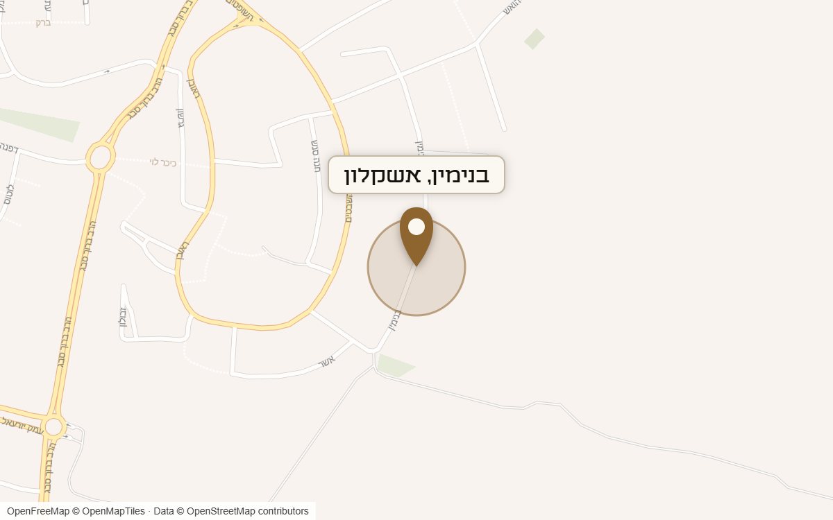מפת מיקום של מתחם בנימין, אשקלון