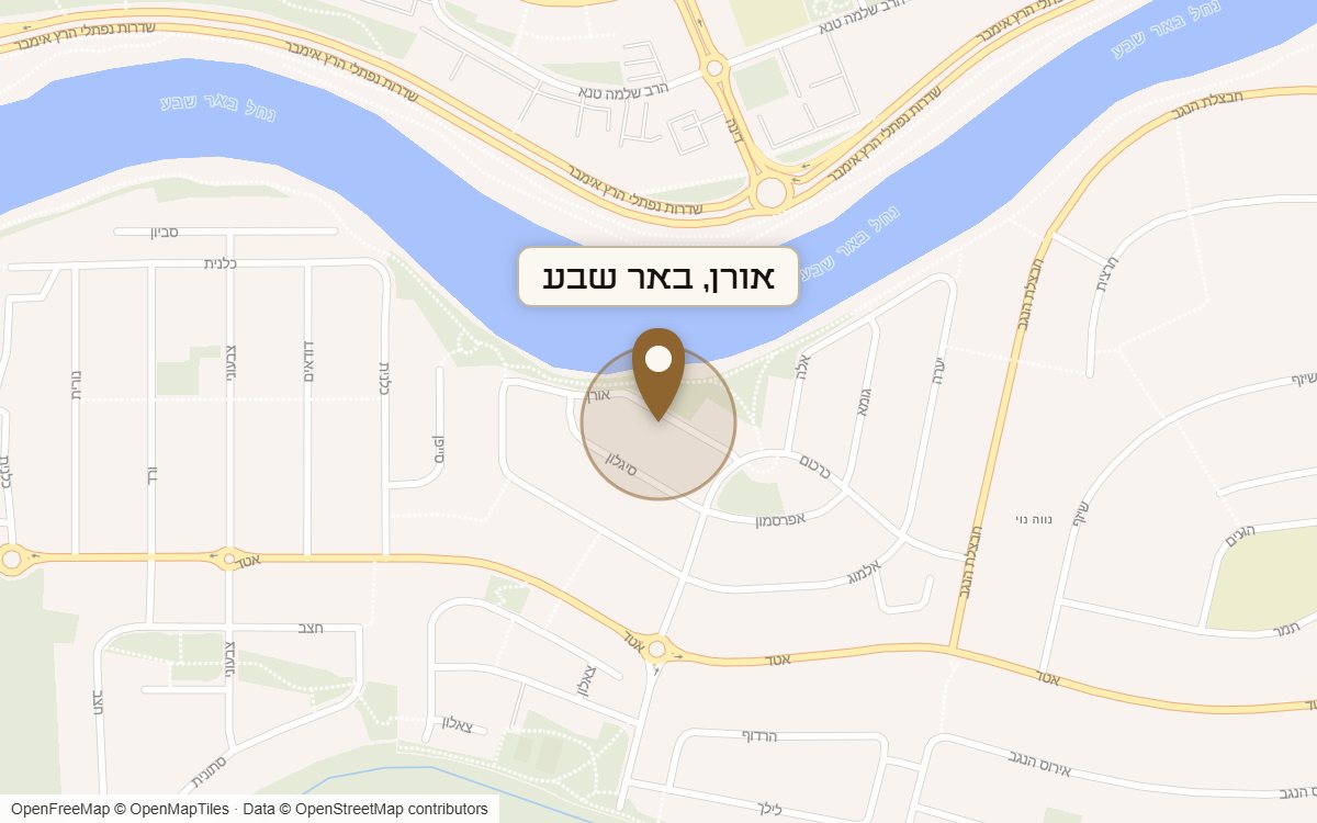מפת מיקום של מתחם אורן, באר שבע
