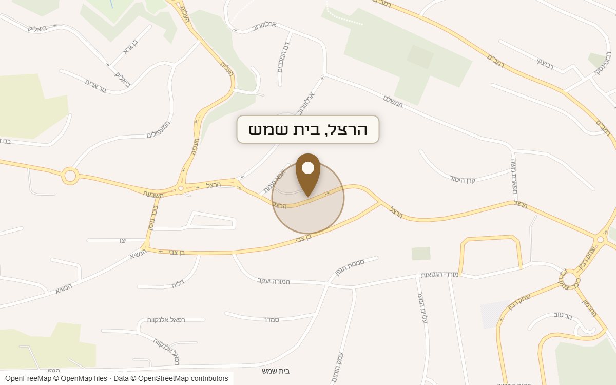 מפת מיקום של מתחם הרצל, בית שמש