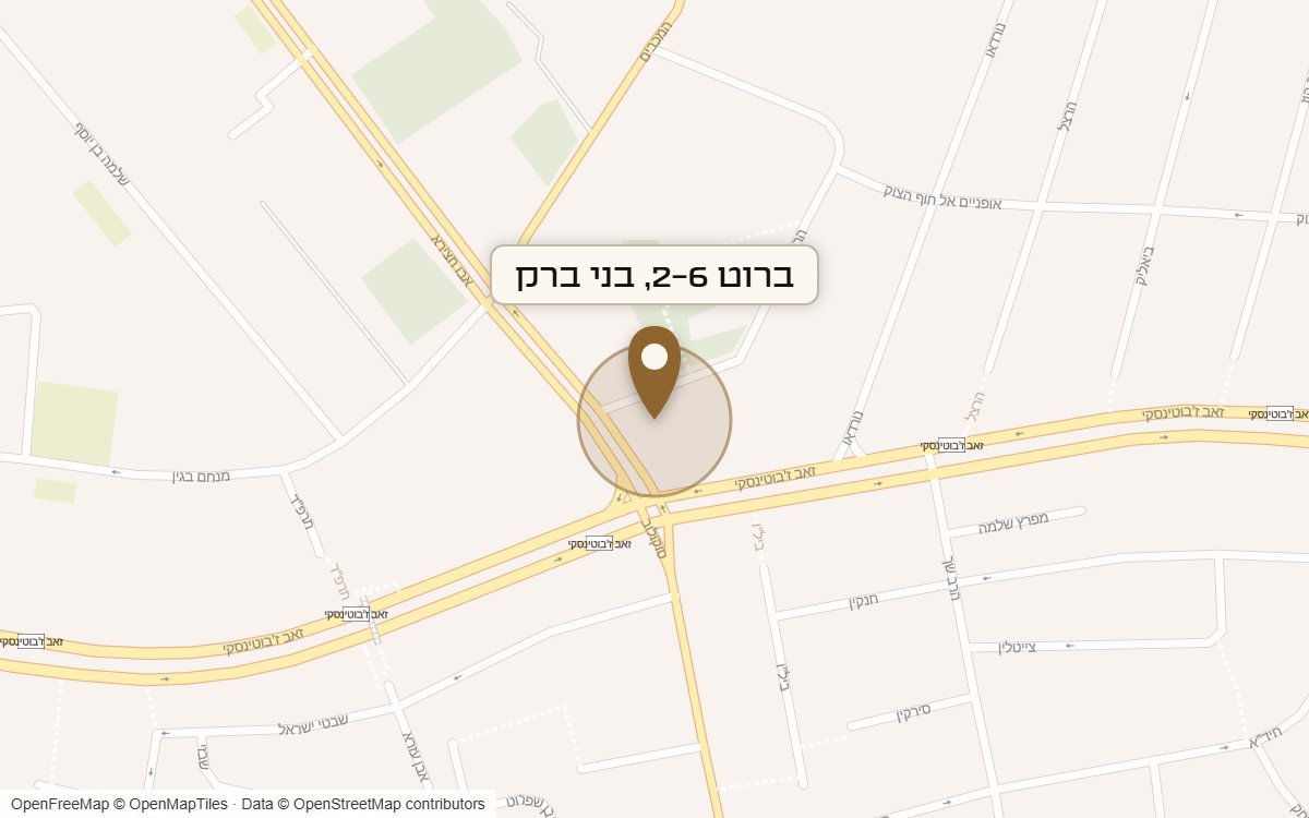 מפת מיקום של מתחם ברוט 2-6, בני ברק