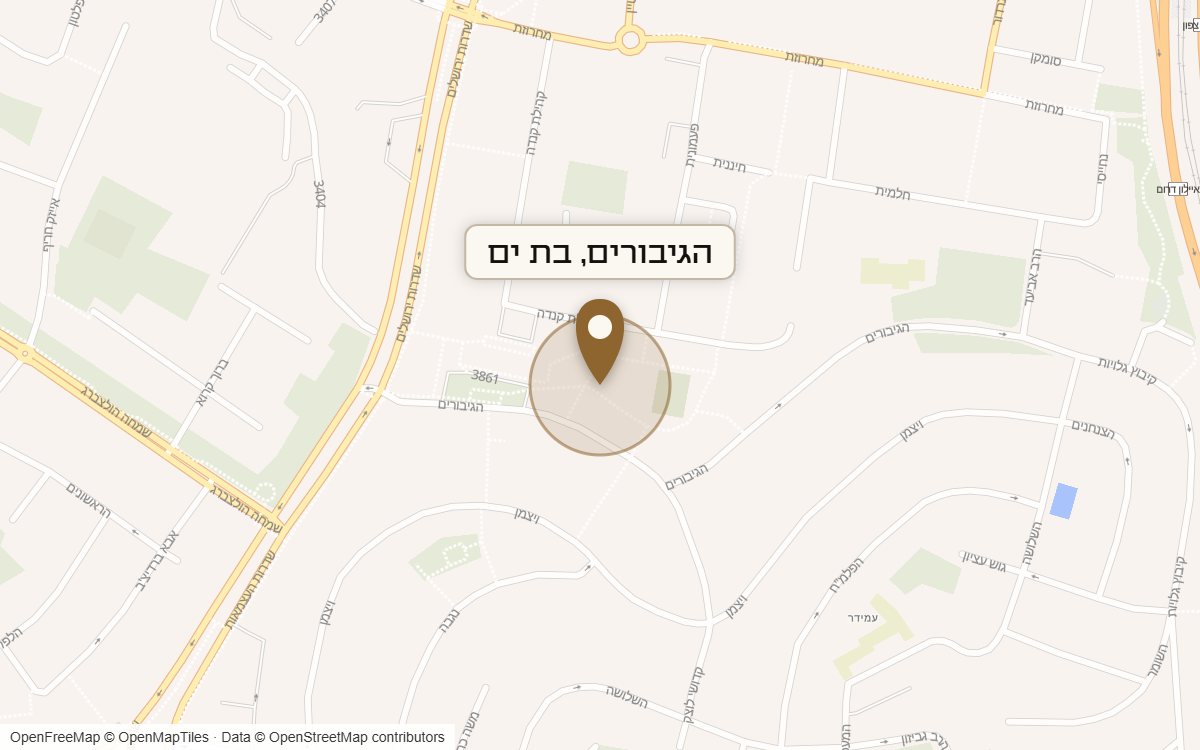 מפת מיקום של מתחם הגיבורים, בת ים