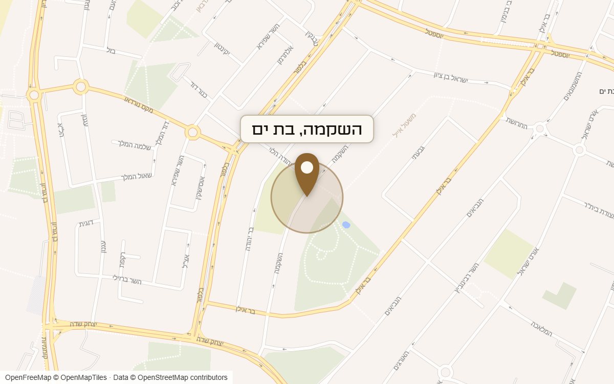מפת מיקום של מתחם השקמה, בת ים