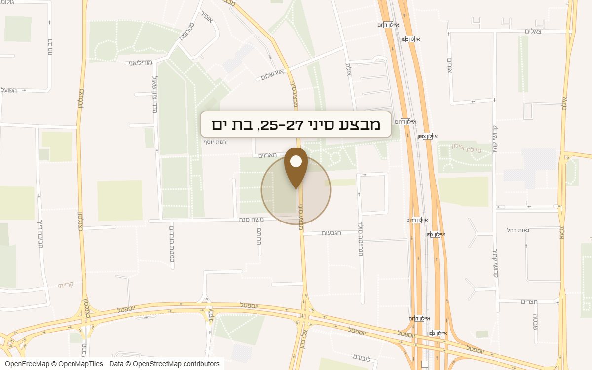 מפת מיקום של מתחם מבצע סיני 25-27, בת ים