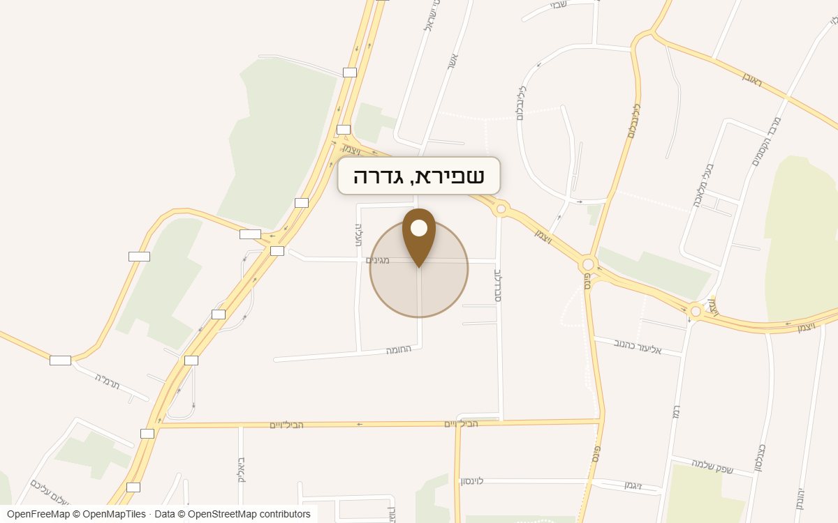 מפת מיקום של מתחם שפירא, גדרה