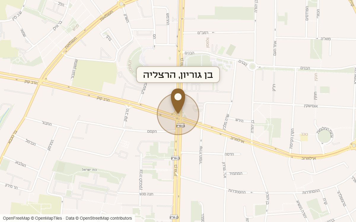 מפת מיקום של מתחם בן גוריון, הרצליה
