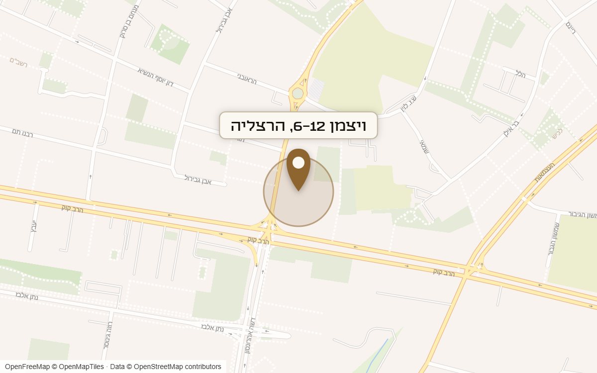 מפת מיקום של מתחם ויצמן 6-12, הרצליה