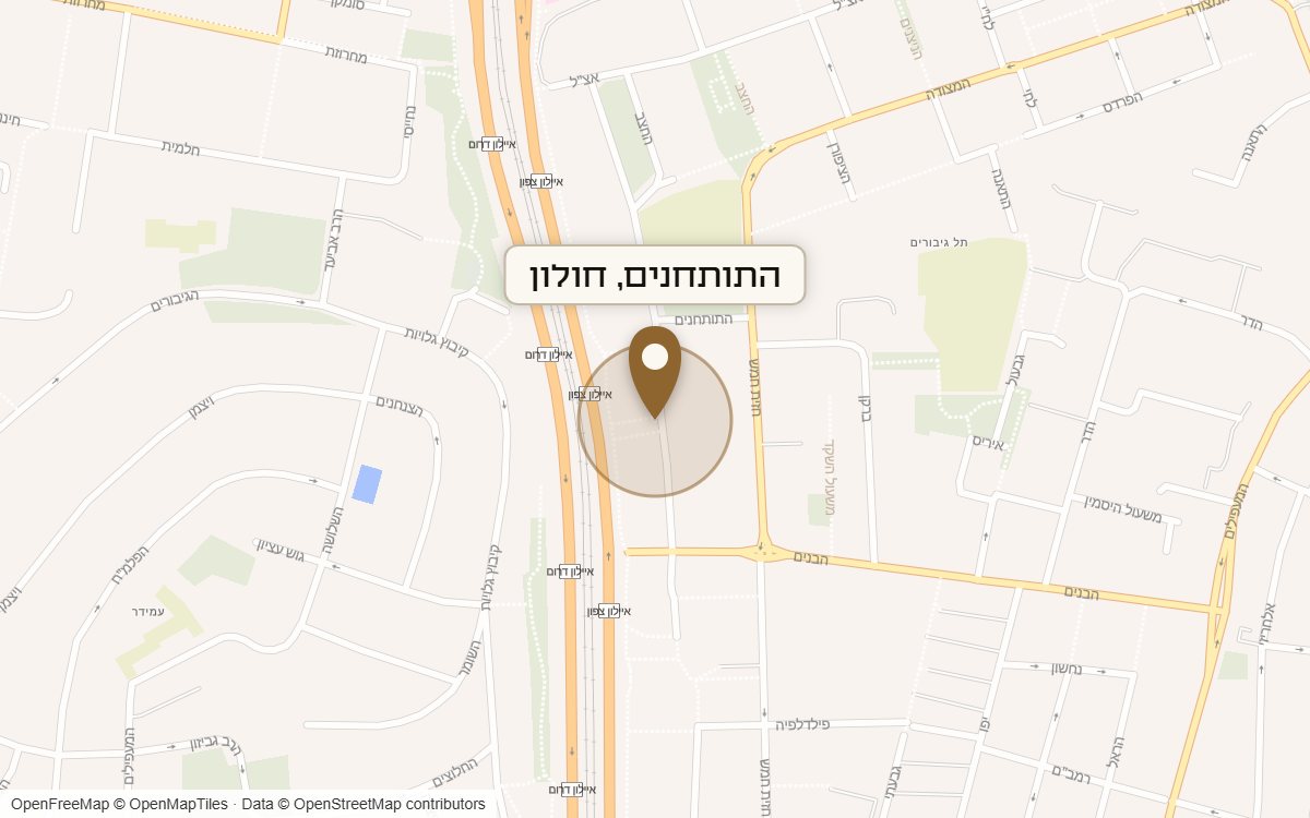 מפת מיקום של מתחם התותחנים, חולון