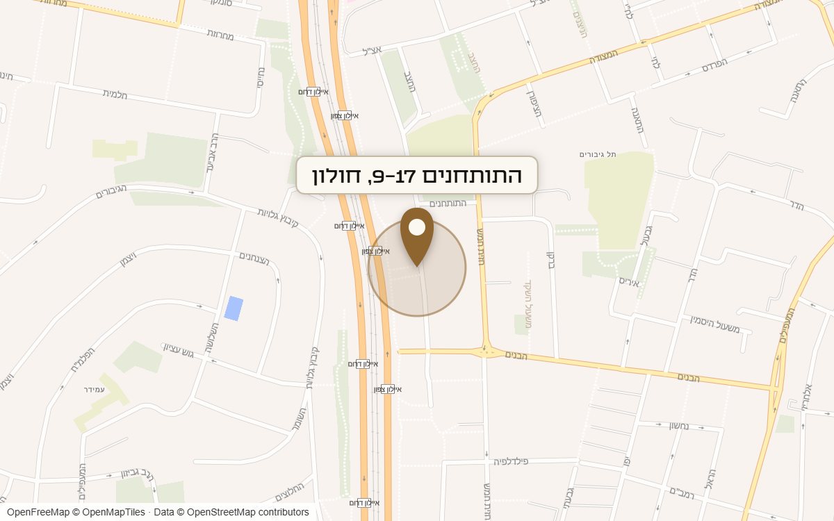 מפת מיקום של מתחם התותחנים 9-17, חולון
