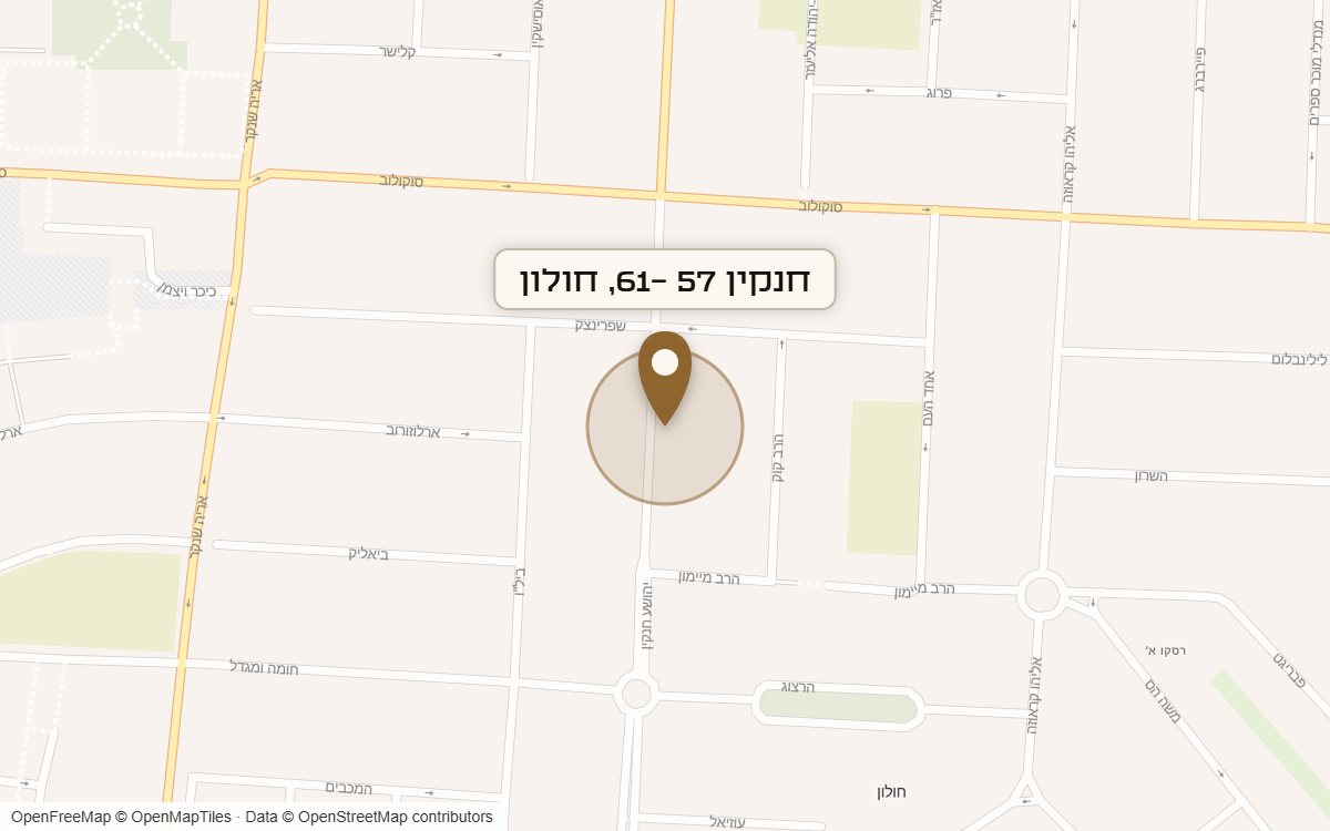 מפת מיקום של מתחם חנקין 57 -61, חולון