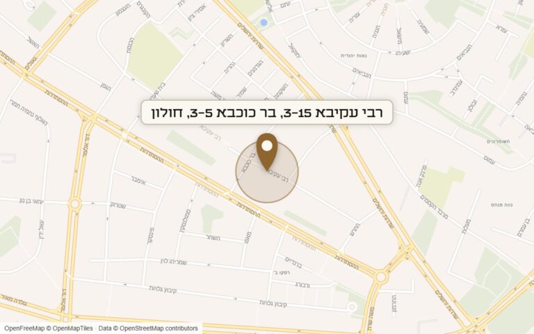 מפת מיקום של מתחם רבי עקיבא 3-15, בר כוכבא 3-5