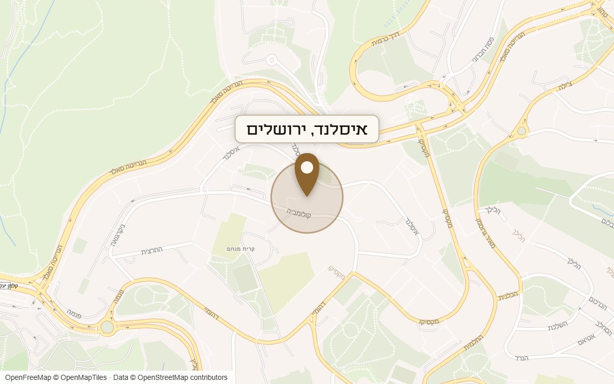 מפת מיקום של מתחם איסלנד, ירושלים