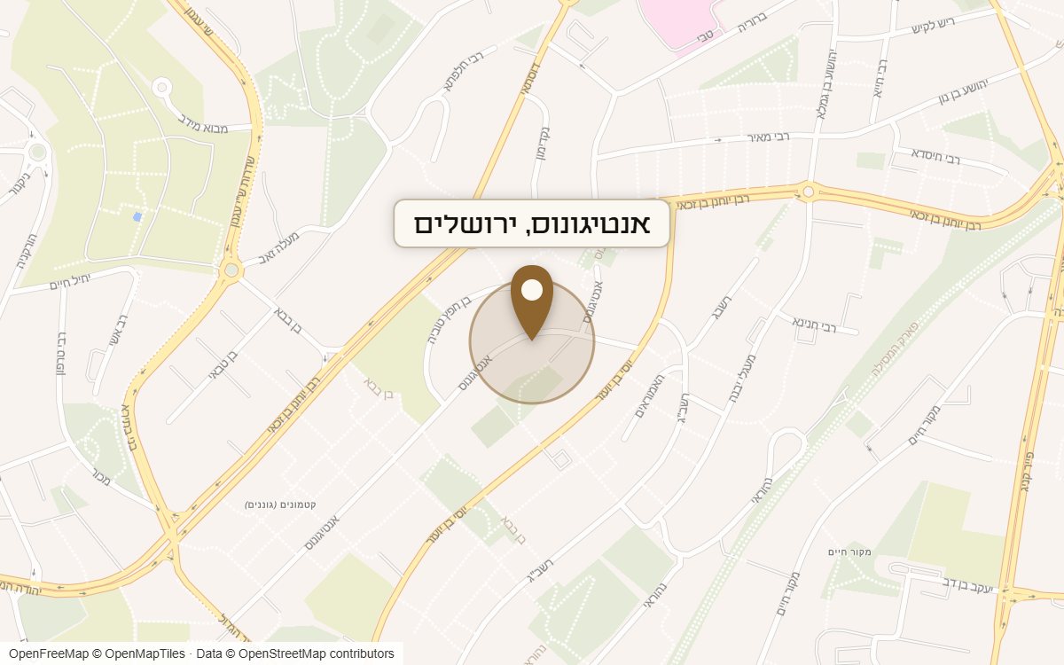 מפת מיקום של מתחם אנטיגונוס, ירושלים