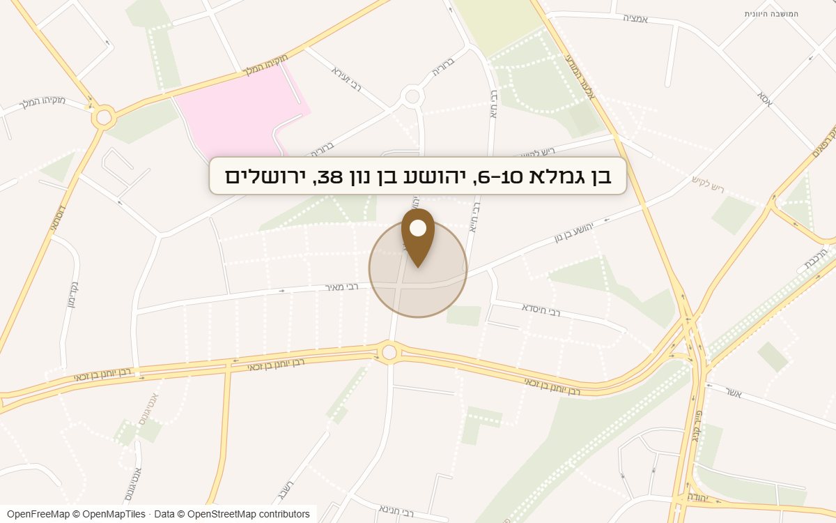 מפת מיקום של מתחם בן גמלא 6-10, יהושע בן נון 38, ירושלים