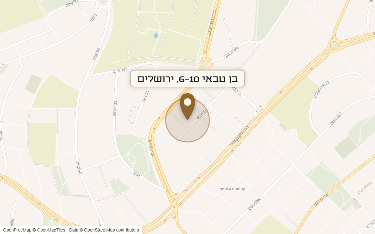 מפת מיקום של מתחם בן טבאי 6-10, ירושלים