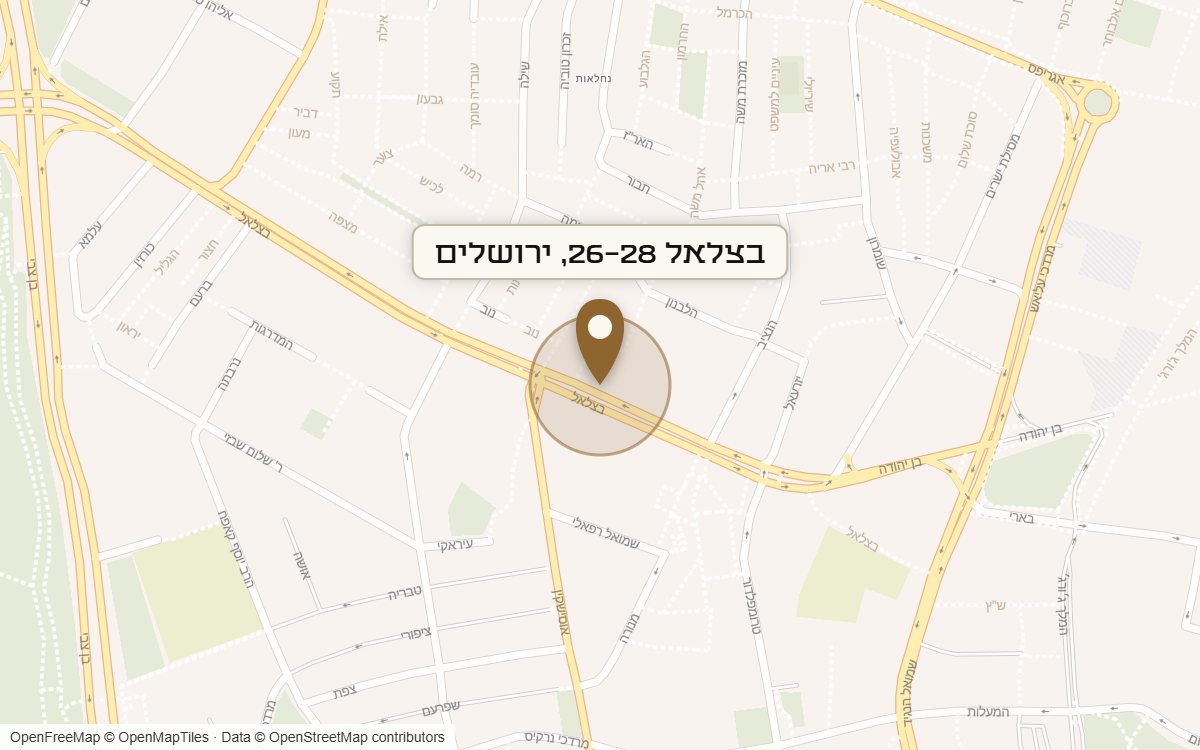 מפת מיקום של מתחם בצלאל 26-28, ירושלים