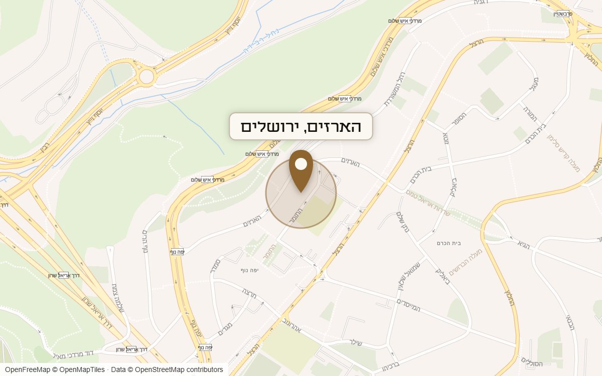 מפת מיקום של מתחם הארזים, ירושלים