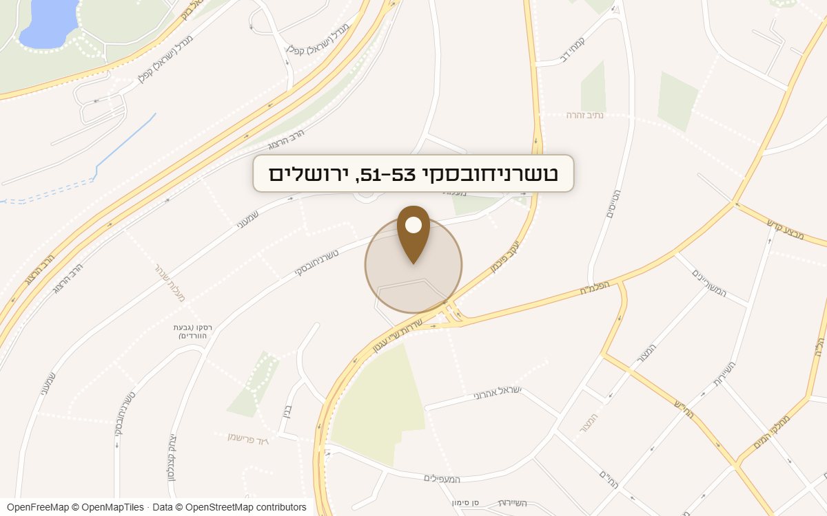 מפת מיקום של מתחם טשרניחובסקי 51-53, ירושלים