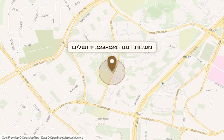 מפת מיקום של מתחם מעלות דפנה 123+124
