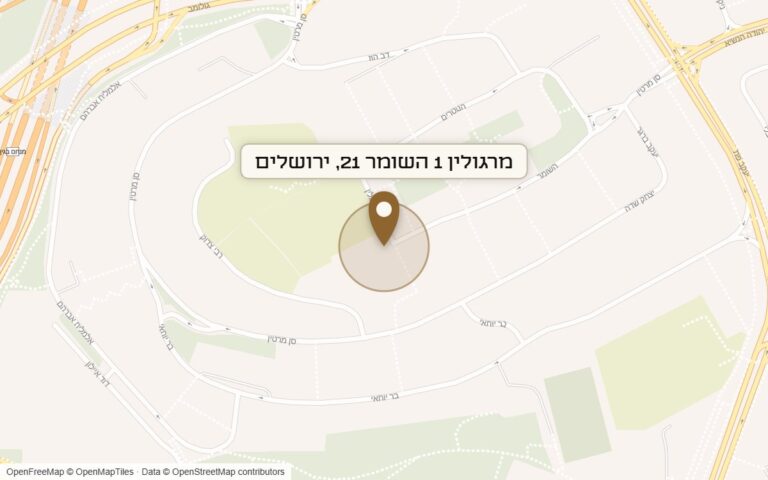 מפת מיקום של מתחם מרגולין 1 השומר 21