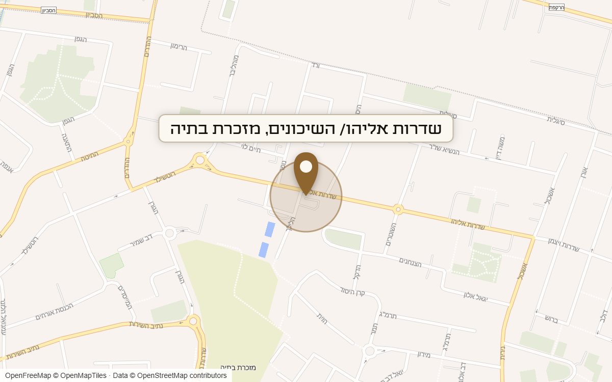 מפת מיקום של מתחם שדרות אליהו/ השיכונים, מזכרת בתיה