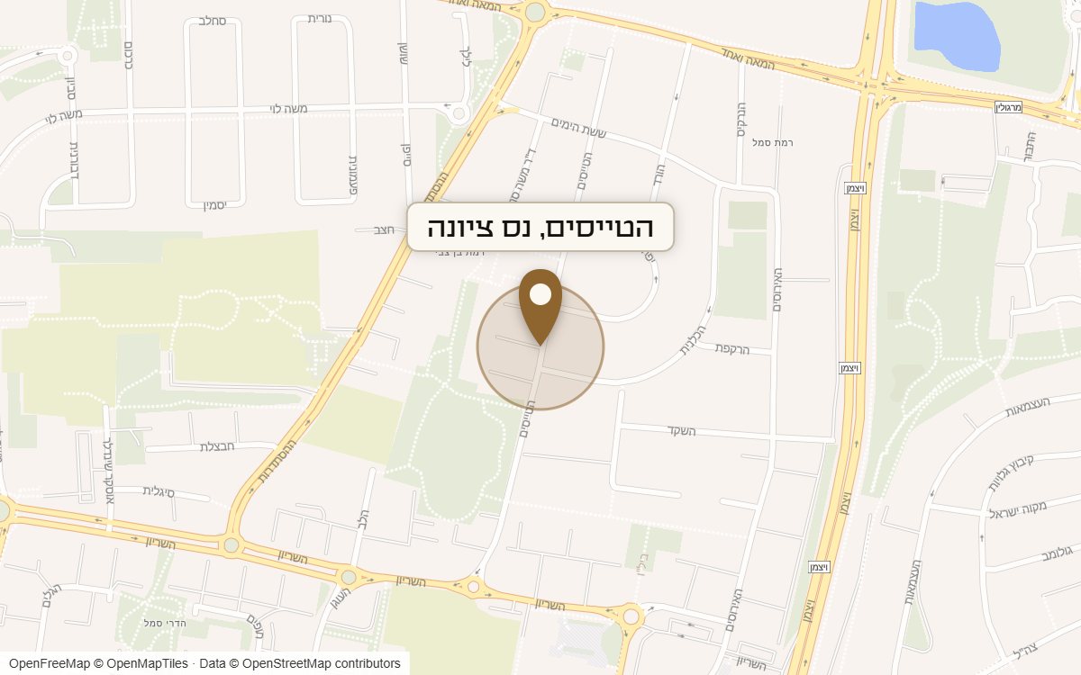 מפת מיקום של מתחם הטייסים, נס ציונה