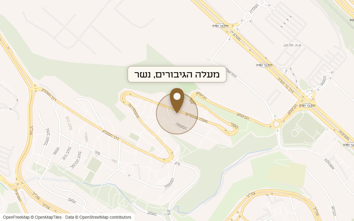מפת מיקום של מתחם מעלה הגיבורים, נשר