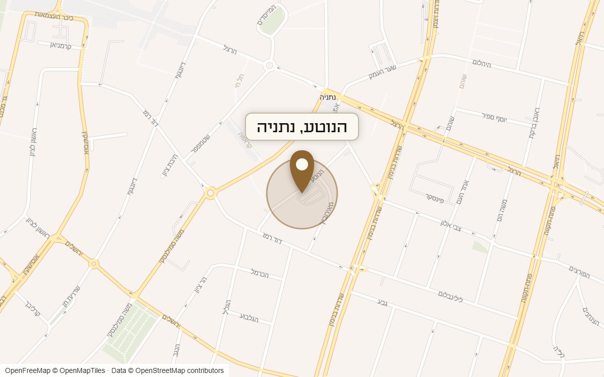 מפת מיקום של מתחם הנוטע, נתניה
