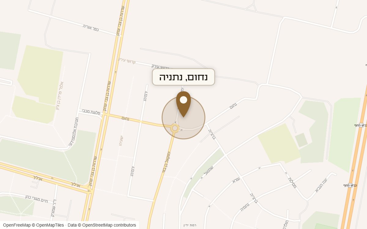 מפת מיקום של מתחם נחום, נתניה