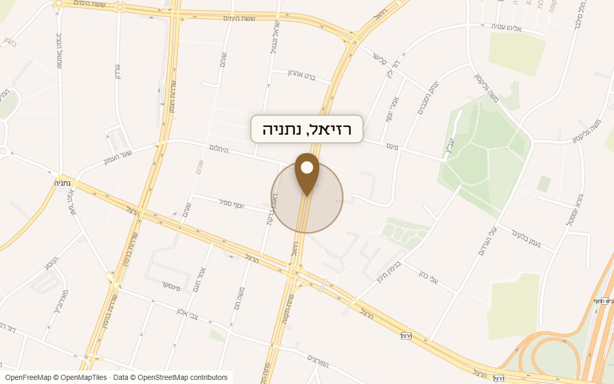 מפת מיקום של מתחם רזיאל, נתניה