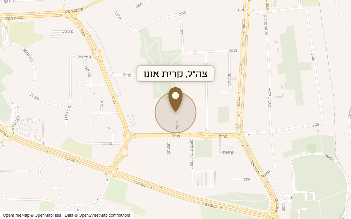מפת מיקום של מתחם צה"ל, קרית אונו