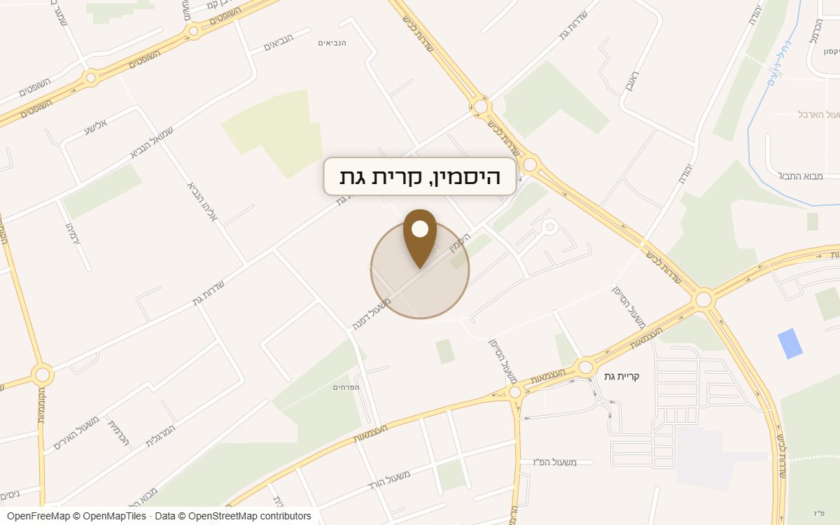 מפת מיקום של מתחם היסמין, קרית גת