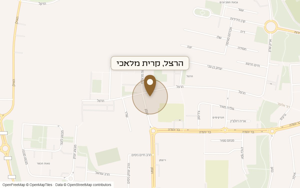 מפת מיקום של מתחם הרצל, קרית מלאכי