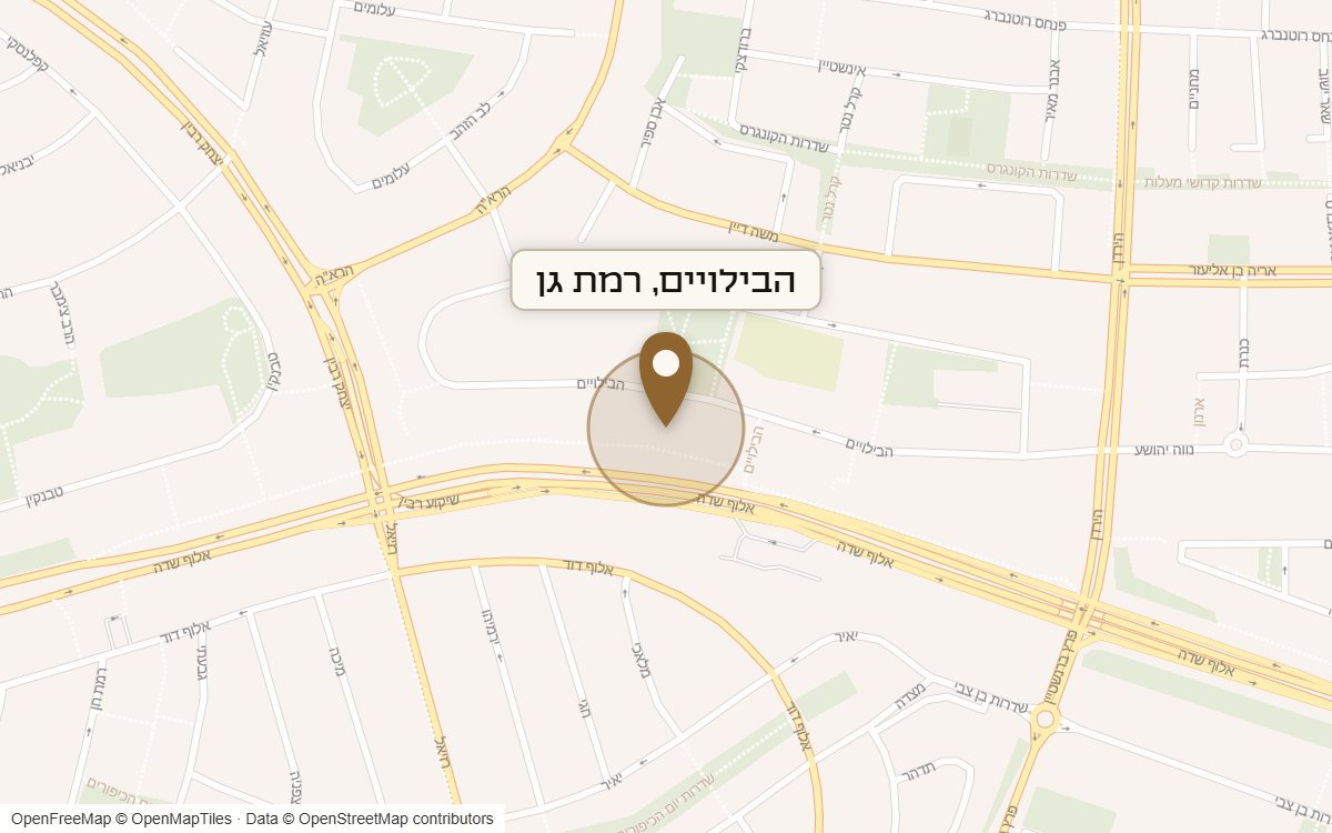 מפת מיקום של מתחם הבילויים, רמת גן