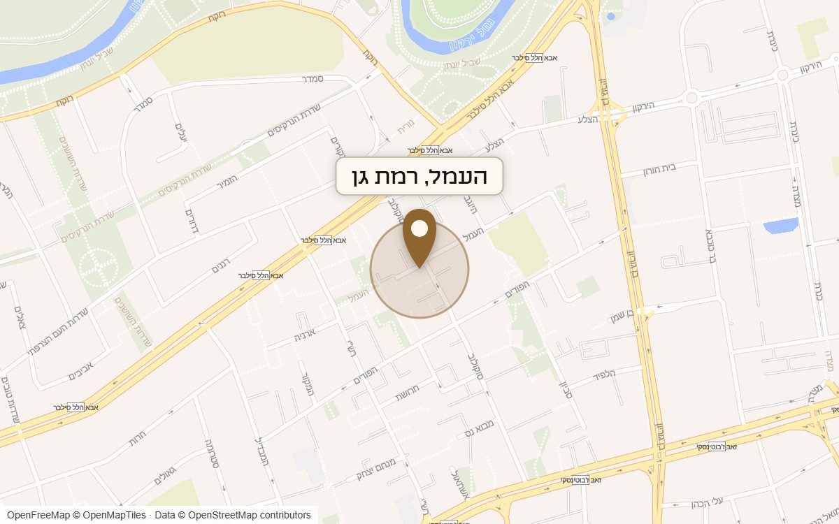 מפת מיקום של מתחם העמל, רמת גן