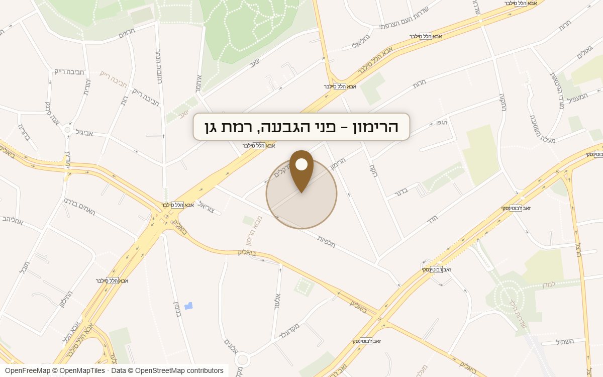מפת מיקום של מתחם הרימון - פני הגבעה, רמת גן