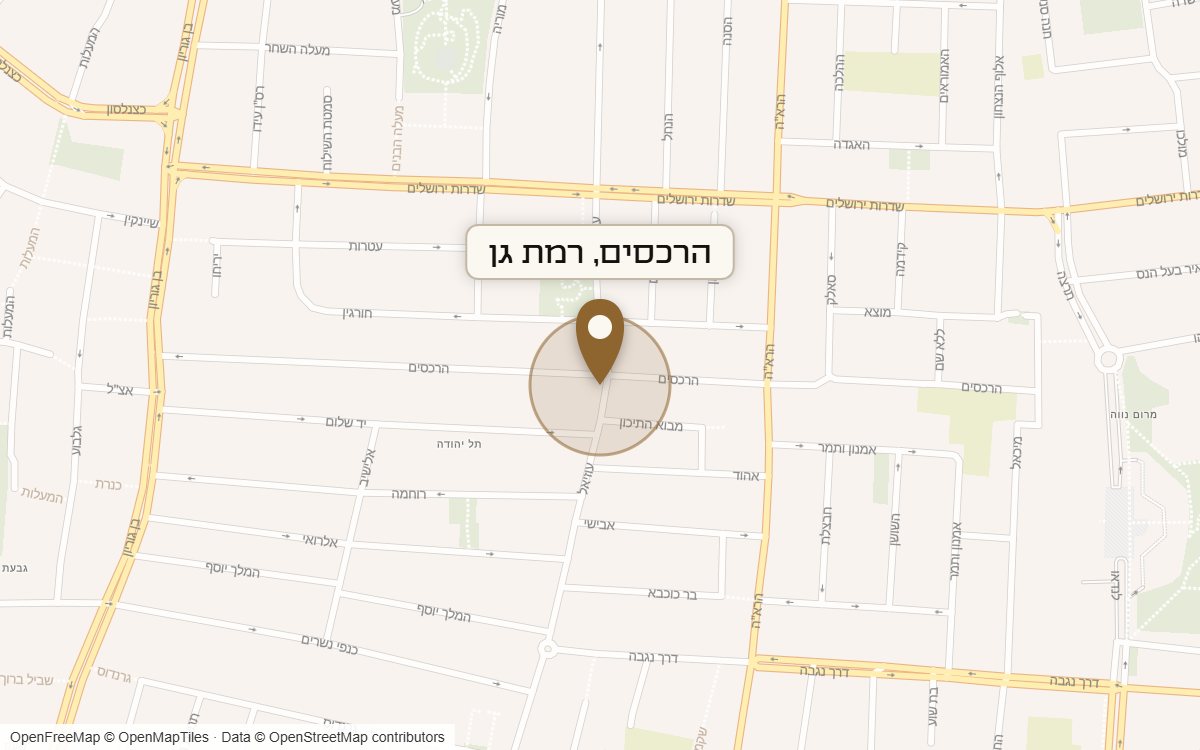 מפת מיקום של מתחם הרכסים, רמת גן