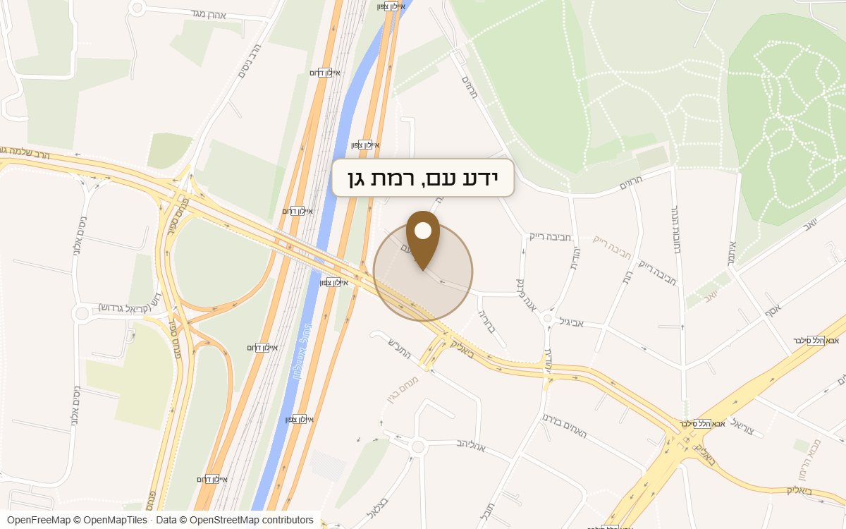 מפת מיקום של מתחם ידע עם, רמת גן