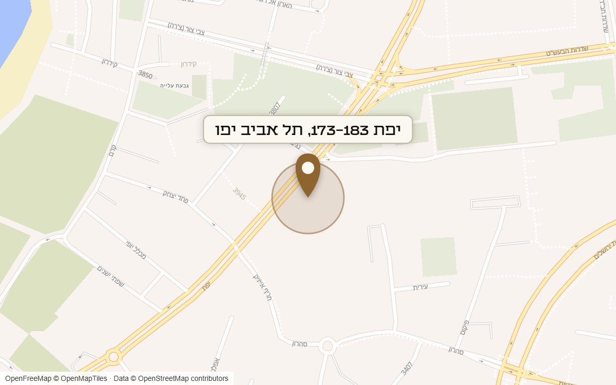 מפת מיקום של מתחם יפת 173-183, תל אביב יפו