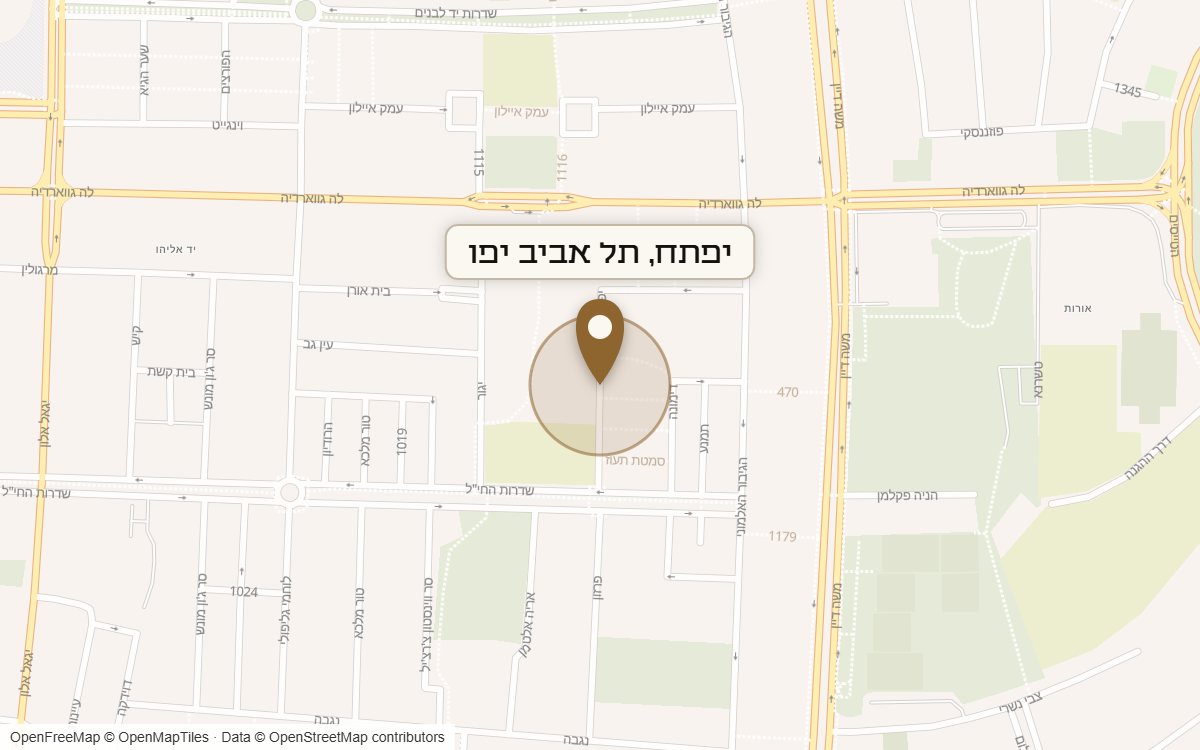 מפת מיקום של מתחם יפתח, תל אביב יפו