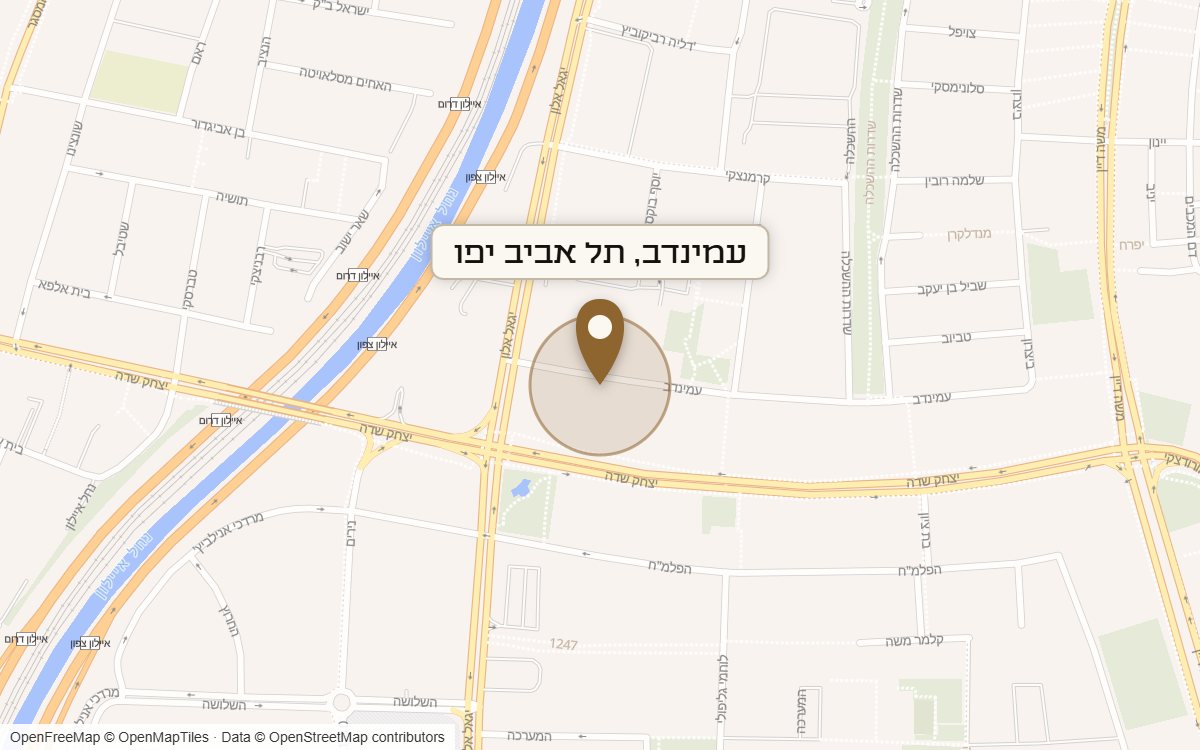 מפת מיקום של מתחם עמינדב, תל אביב יפו